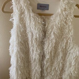 shaggy mini dress-length vest